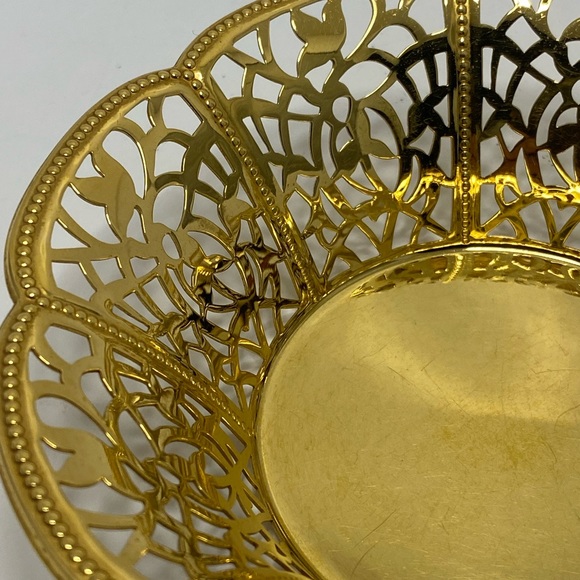 ✅ VINTAGE WMF ECHT VERGOLDET 24 CARAT GOLD PLATED BON BON ORNATE BOWL DISH - Picture 5 of 9
